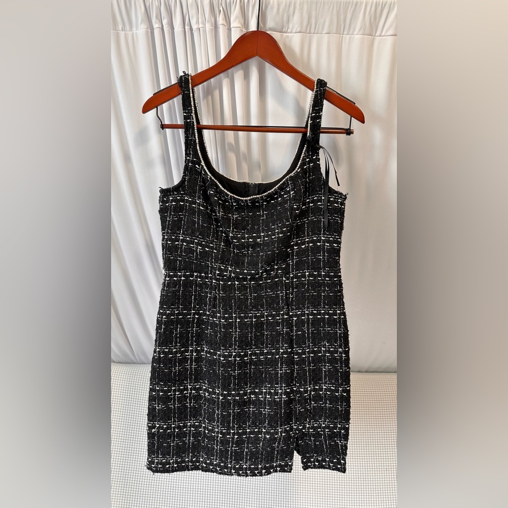 B. Smart Elegant Black and White Plaid Dress